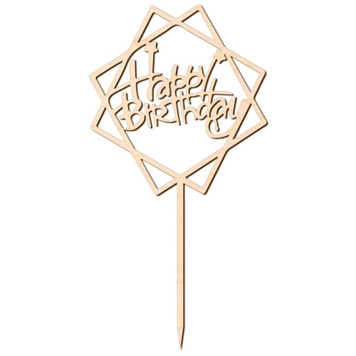 Topper ozdoby na tort napis Happy Birthday beżowy dekoracje urodzinowe